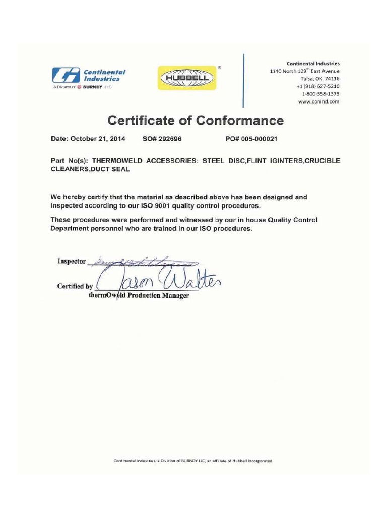 Certif Ul Thermoweld | PDF
