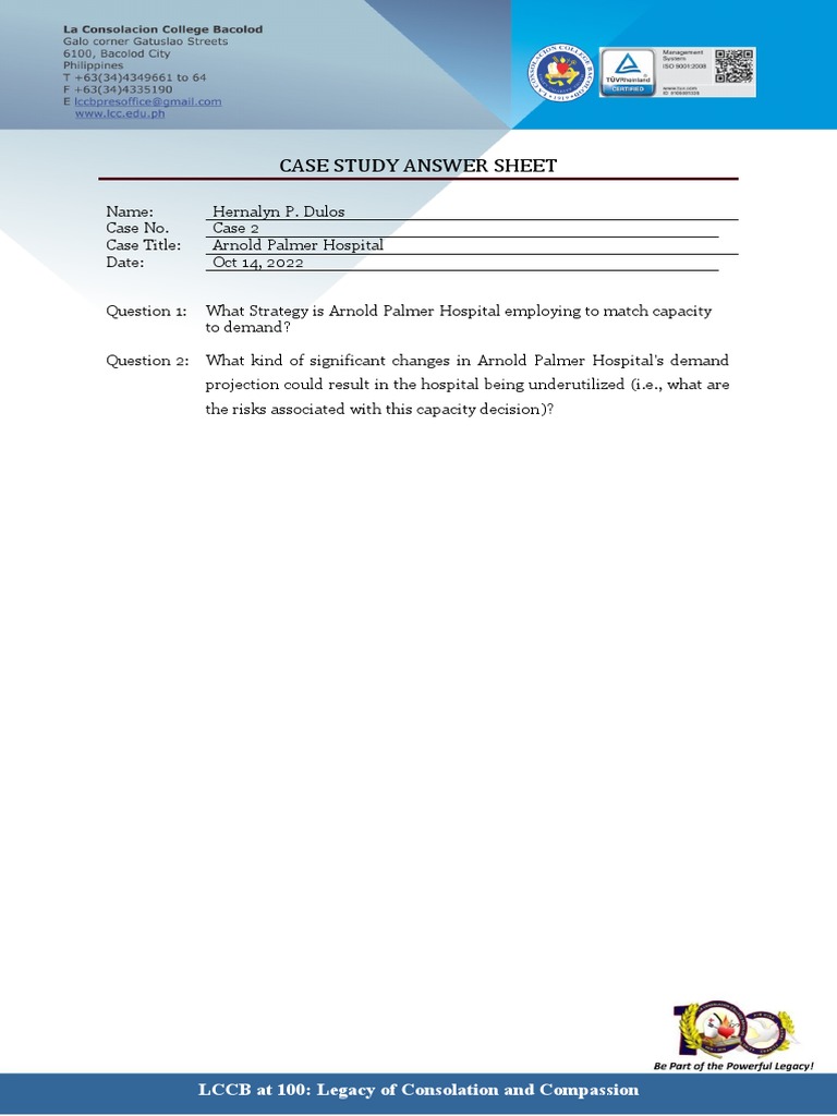 Case Study Answer Sheet PDF