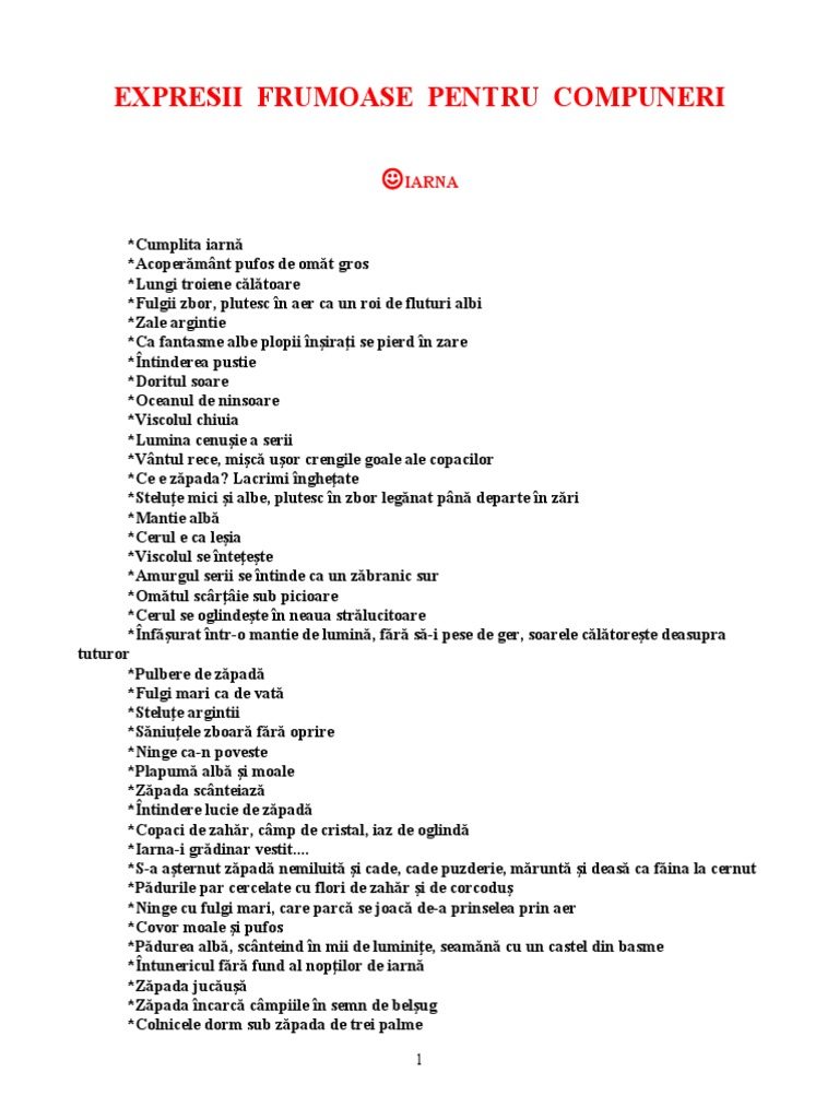 Expresii Frumoase Compunere | PDF