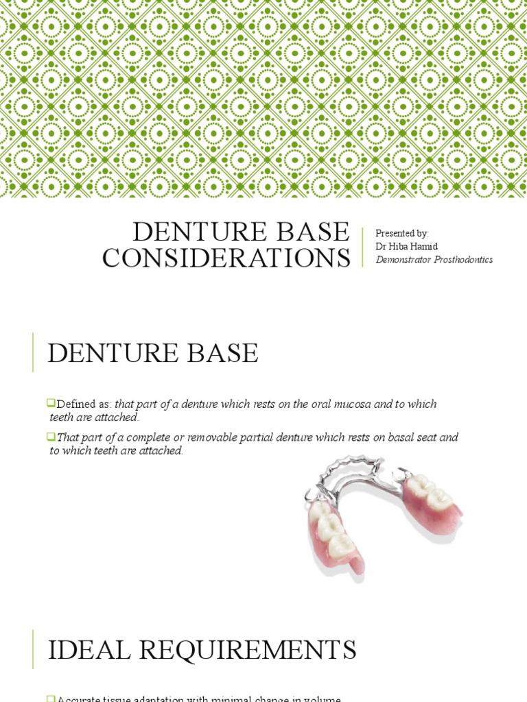 Denture Base Considerations PDF Dentures Dentistry