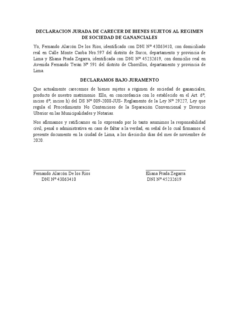 Formato De Declaracion Jurada Puerto Rico