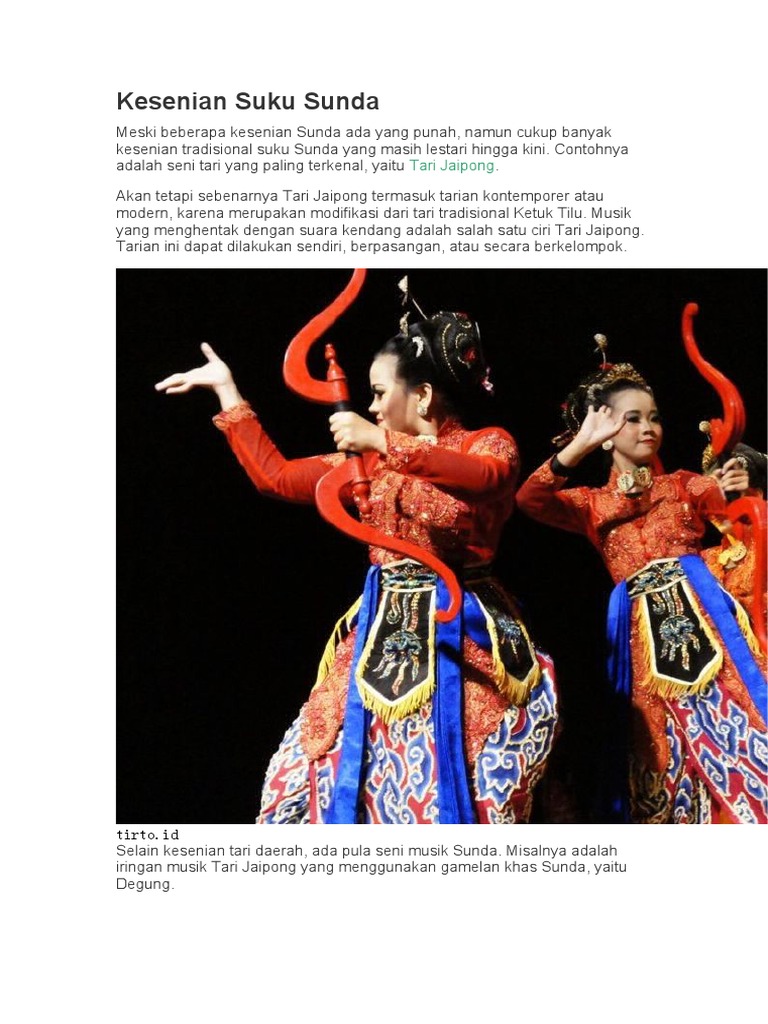 Suku Sunda budaya tradisional dengan tarian dan pakaian adat