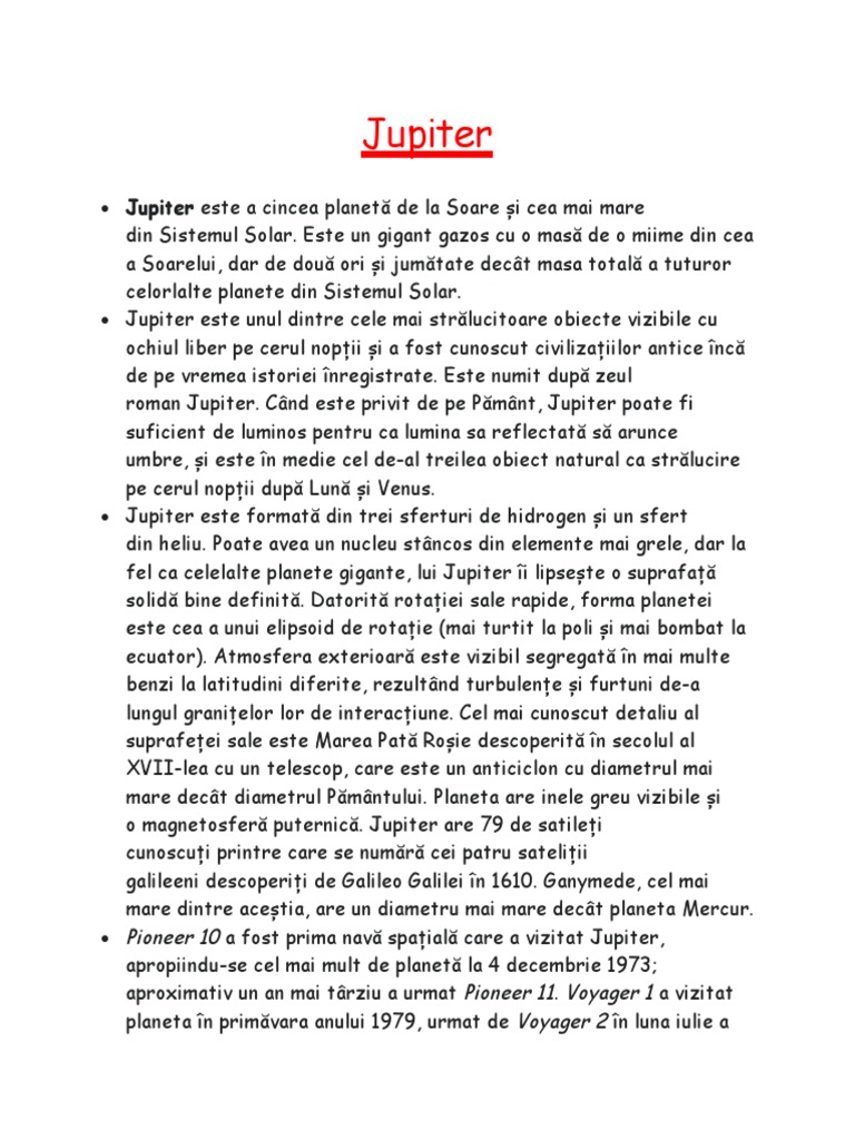 Prezentare Jupiter | PDF