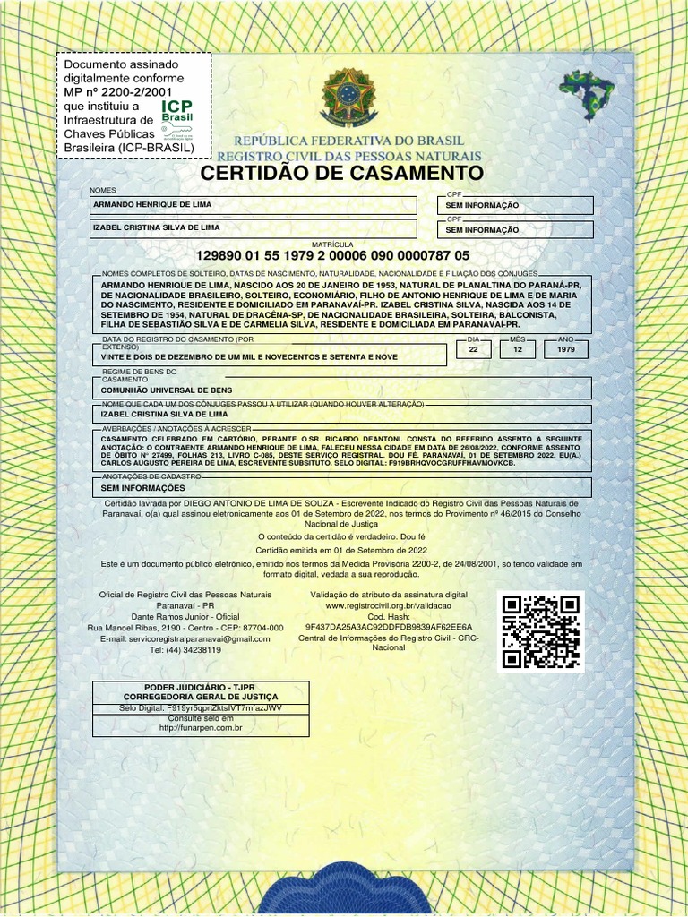 Modelo De Certidao De Casamento Oficial