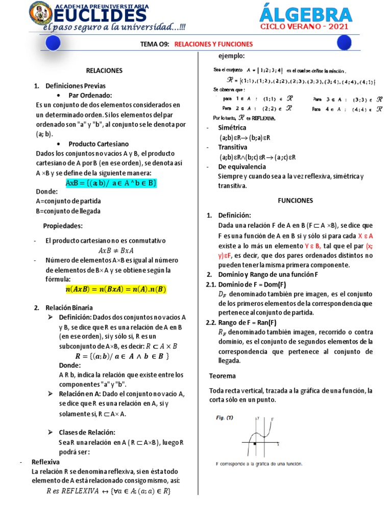 09 Relaciones y Funciones | PDF | Función (Matemáticas) | Conjunto