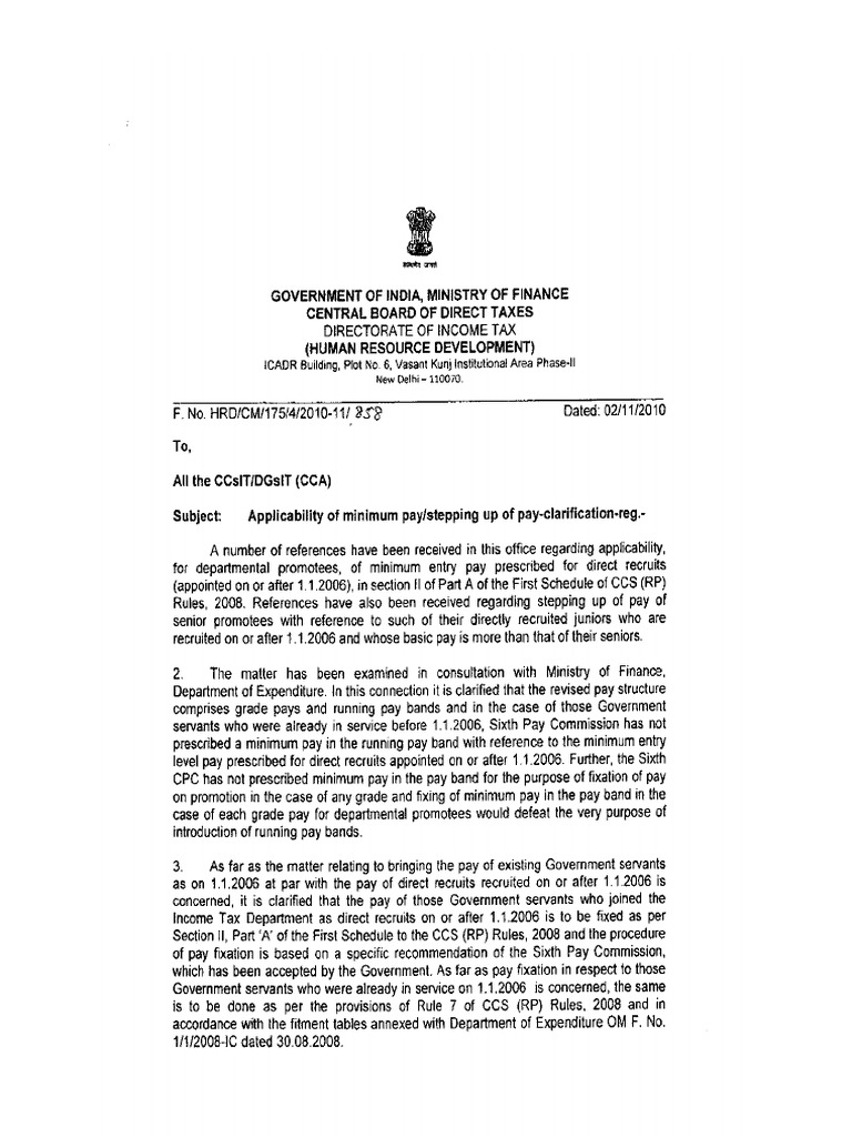 1 2 Applicable Of Minimum Pay Stepping Up Of Pay PDF