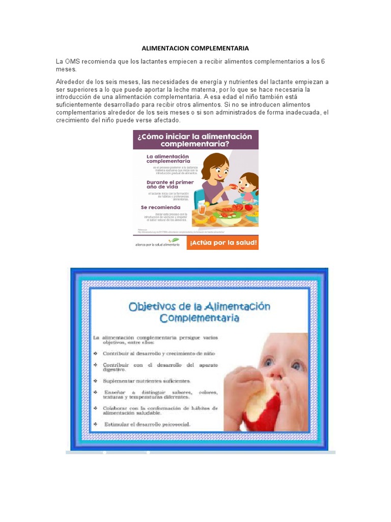 Guía de Alimentación Complementaria OMS | PDF | Alimentos | Nutrición
