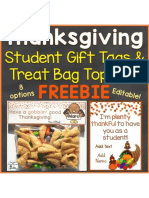 Thanksgiving Student Gift Tags Treat Bag Toppers Free EDITABLE