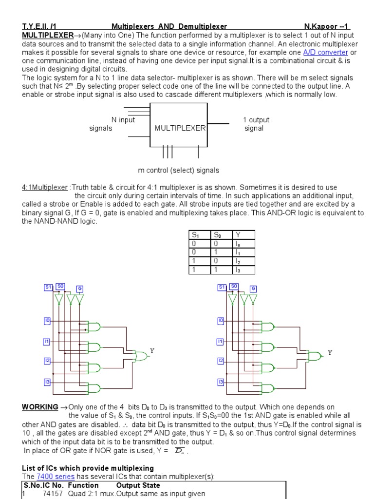 Multiplexer | PDF | Electrical Circuits | Electronic Engineering