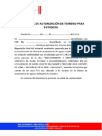 Constancia de Autorización de Terreno para Botadero