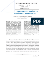 Leitura, Letramento, Infância - o Diálogo Responsivo