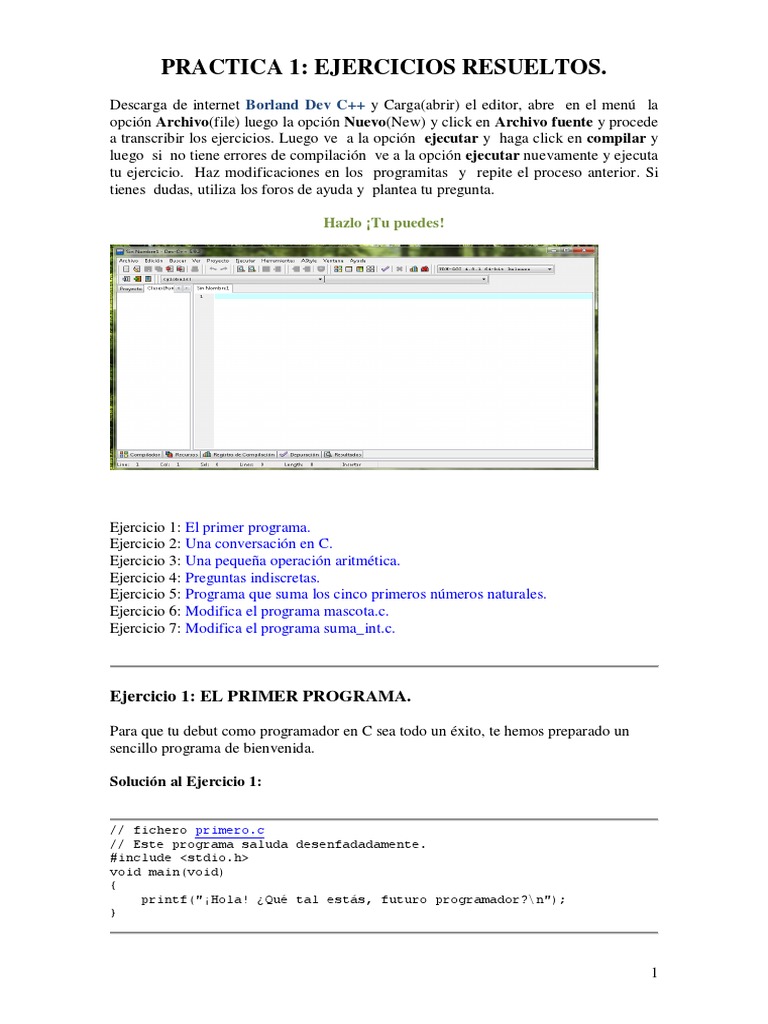 Ejercicios Resueltos en C para Principiantes | PDF | Programa de ...