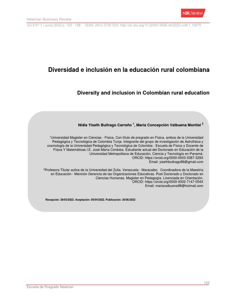 Ok Diversidad e Inclusión en La Educación Rural Colombiana | PDF ...