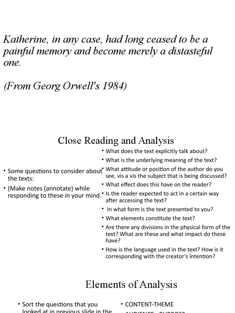 Unit - 2 - Close Reading and Analysis | PDF | Memory | Narrative
