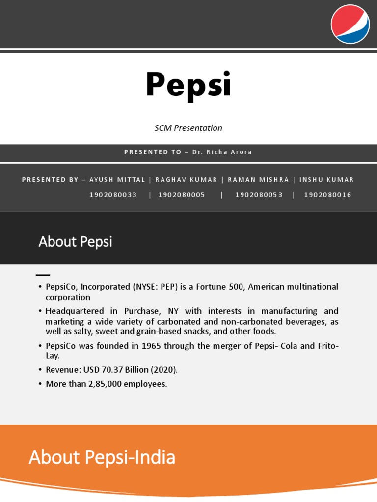 PepsiCo Supply Chain Overview in India | PDF | Pepsi Co | Supply Chain