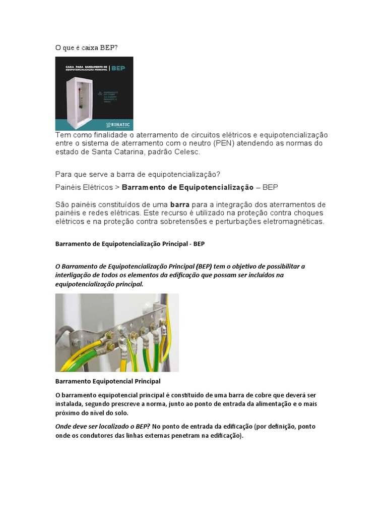O Que É Caixa BEP | PDF | Eletricidade | Condutor elétrico