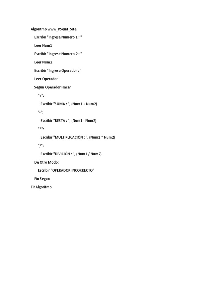 Algoritmo Ejercicios Pdf