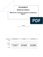 PROCEDIMIENTO PTS Mantencion y Reparacion Mecanica A Maquinaria y Equipos