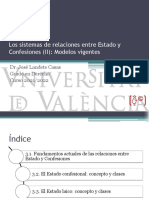 Los Sistemas de Relaciones Entre Estado y Confesiones (II) Modelos Vigentes