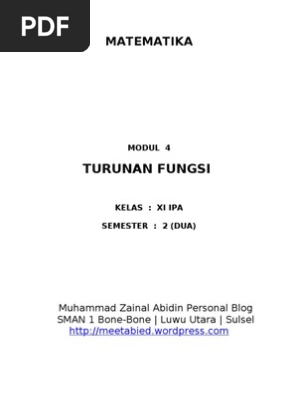 Modul Matematika Kelas Xi Turunan Fungsi
