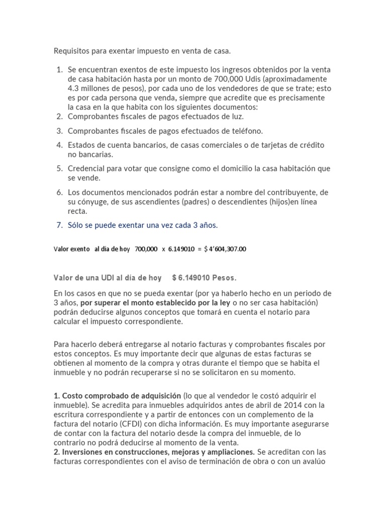 Requisitos para Exentar Impuesto en Venta de Casa y Deducciones