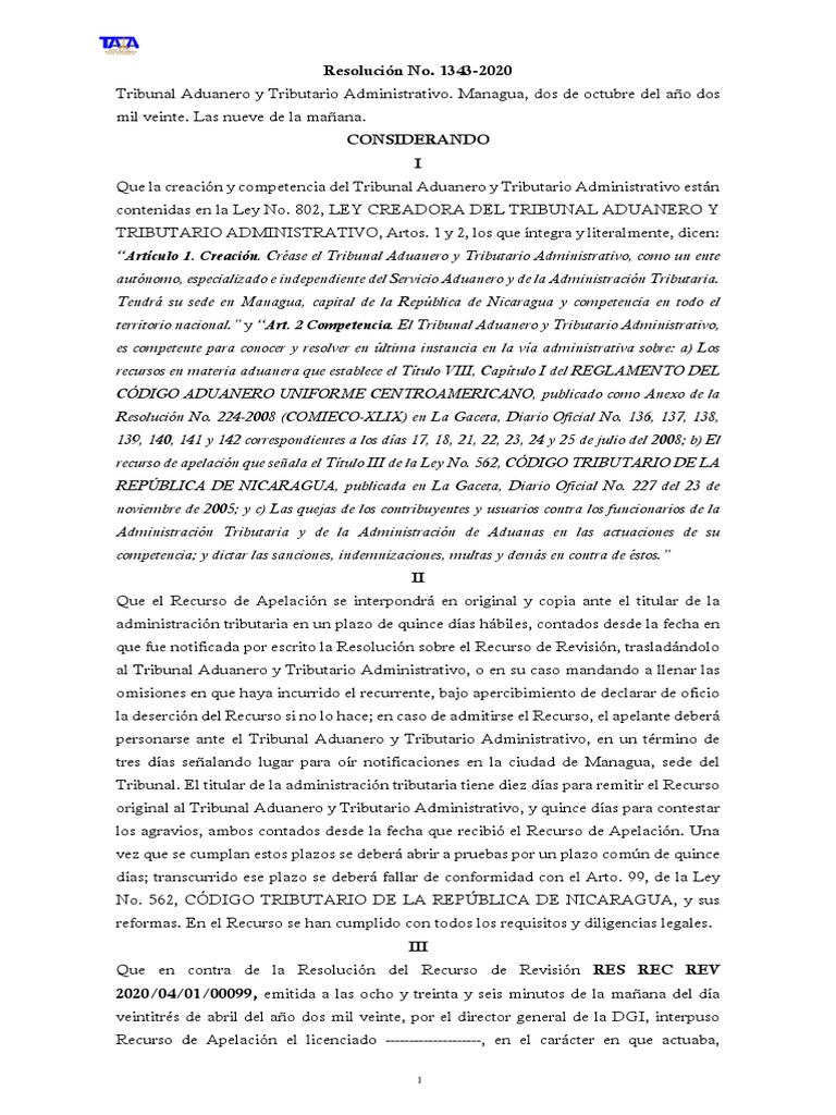Tata 1343 2020 | PDF | Debido al proceso | Sentencia (ley)