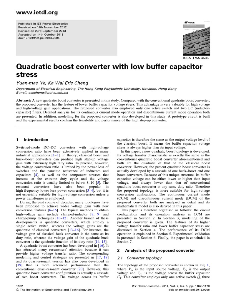 Low-Stress Quadratic Boost Converter | PDF | Electromagnetism ...