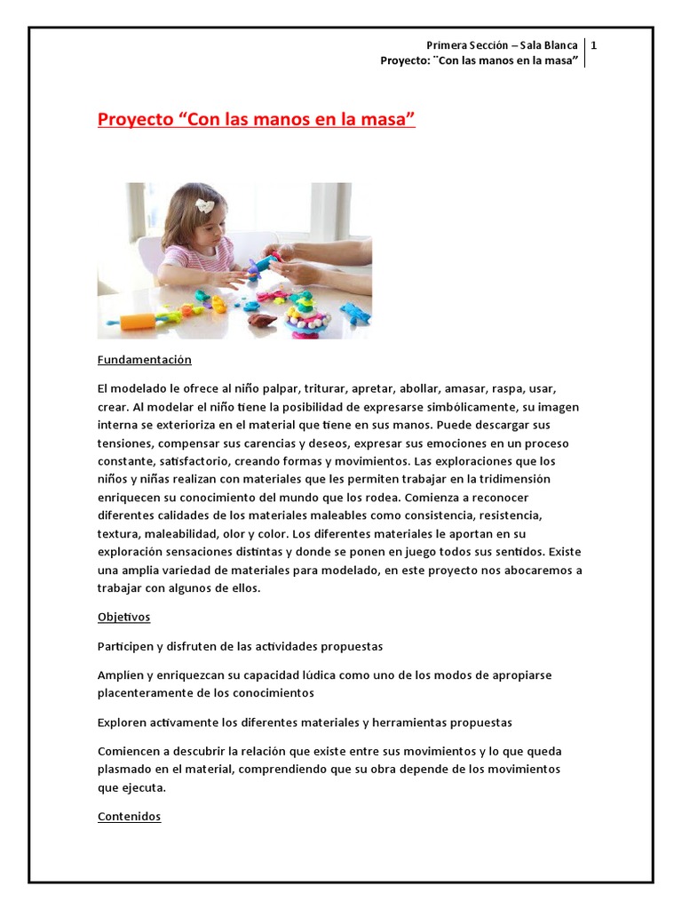 Proyecto Con Las Manos en La Masa | PDF