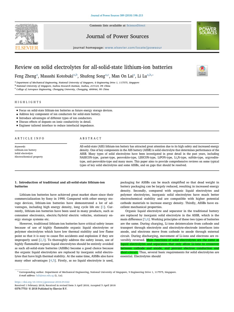 Solid Electrolyte | PDF | Lithium Ion Battery | Electricity
