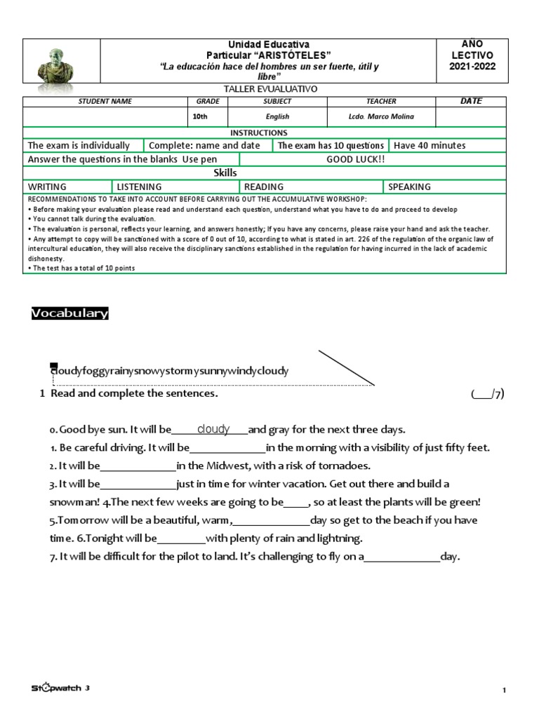 English Test 10 TH PDF Nostradamus Prediction