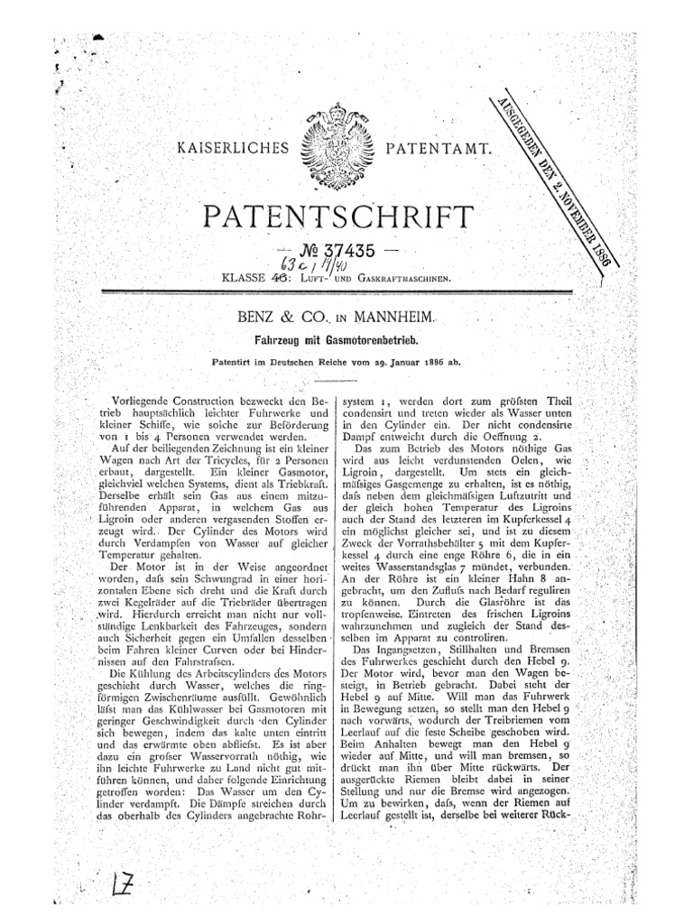 DE - 00037435 - A German Patent DRP 37435 | PDF