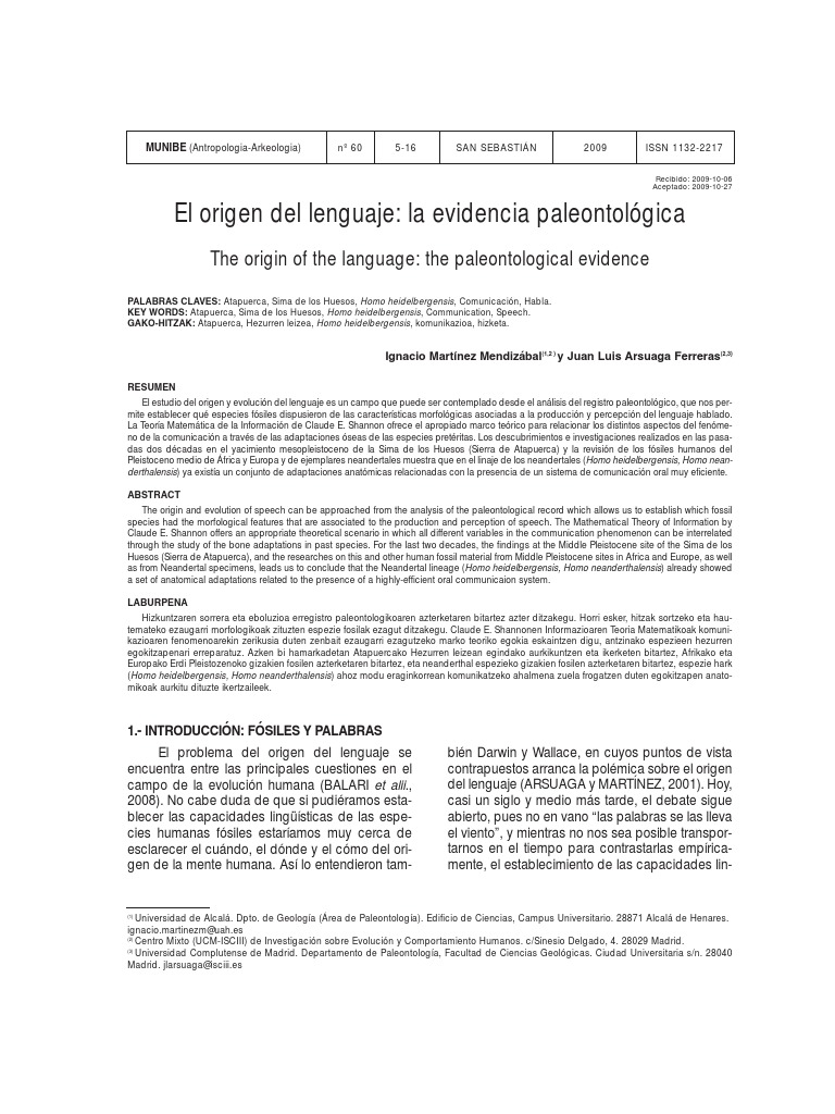 El Origen Del Lenguaje Hablado Nueva Evidencia Del Registro