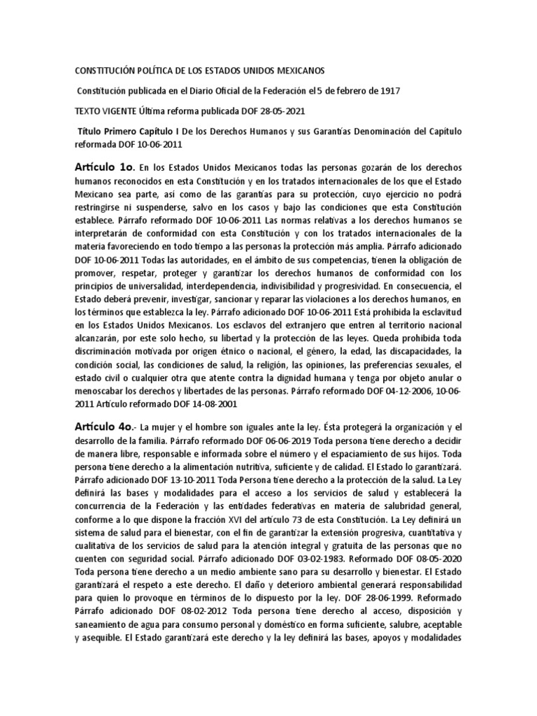 Artículos Clave de la Constitución Mexicana | PDF | Derechos humanos ...