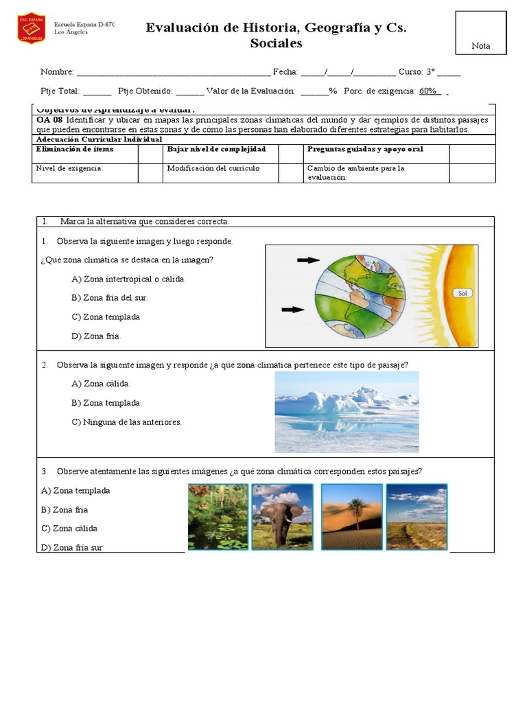 Evaluación de Zonas Climáticas para Niños | PDF | Clima | Clima templado
