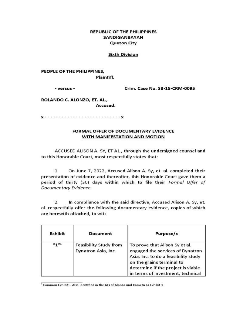 Evidence Submission in Alonzo Case | PDF | Guarantee