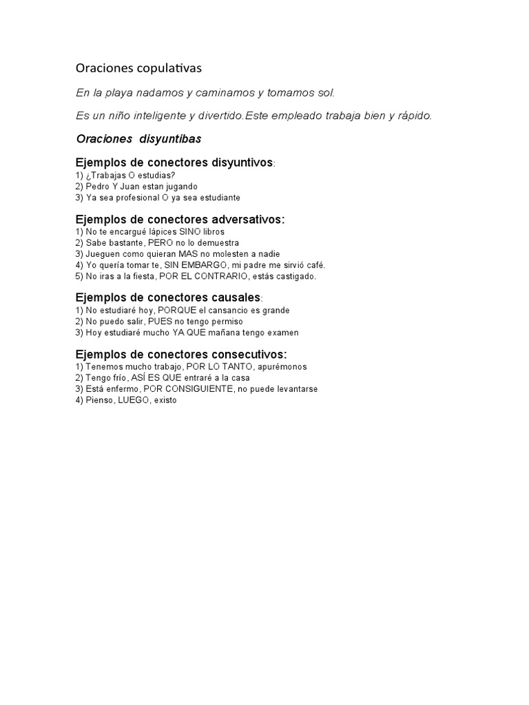 Oraciones Copulativas | PDF | Artes del Lenguaje y Comunicación | Salud ...