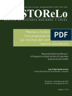 "Memoria Histórica Razonada". Una Propuesta Incluyente para Las Víctimas Del Conflicto Armado Interno Colombiano