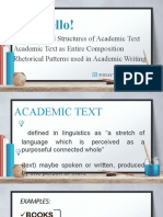 Defining Academic Text and Its Structures