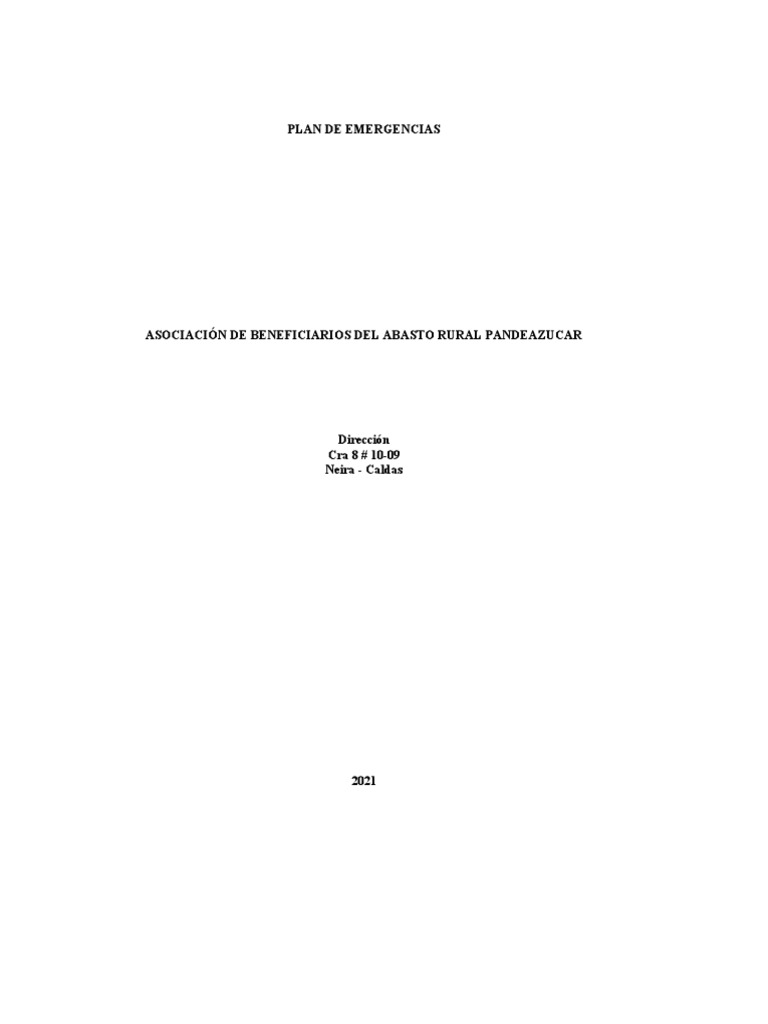 Plan de Emergencias Pandeazucar 2021 | PDF | Temblores | Riesgo