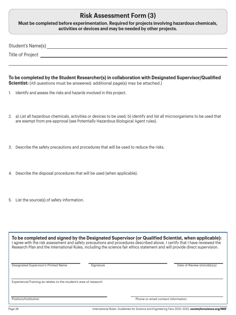 3RiskAssessment ISEF Form PDF