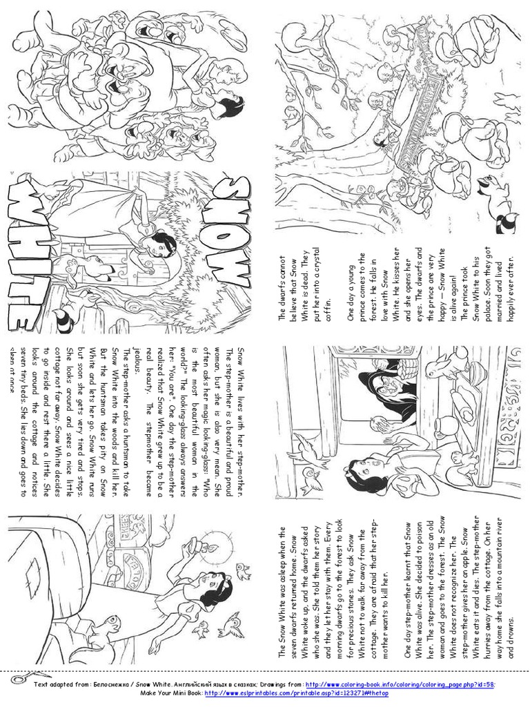 Snow White Story Mini Book PDF Snow White Fairy Tales