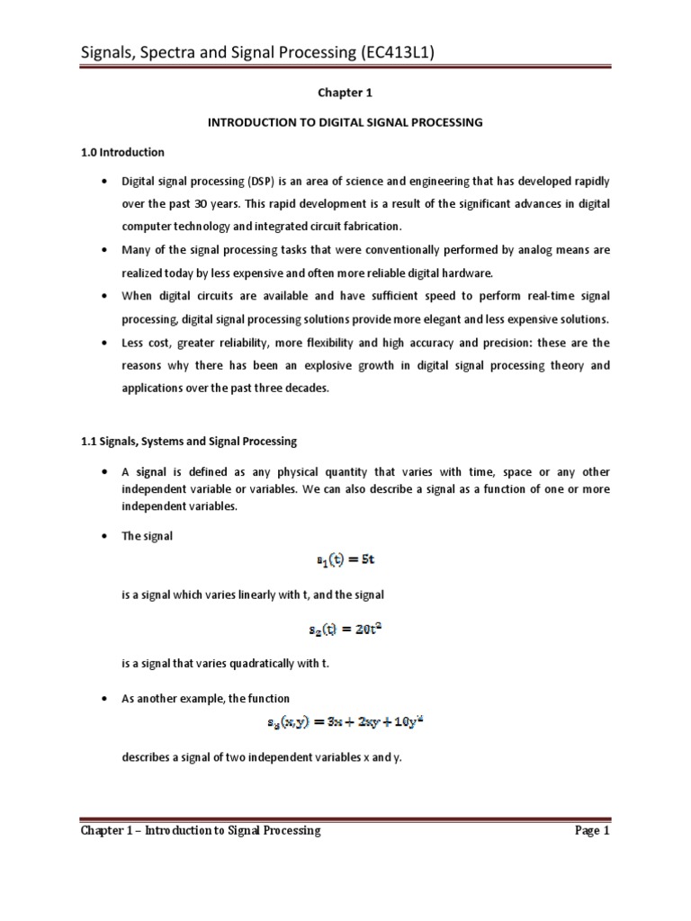 An Introduction to Digital Signal Processing: Concepts, Classifications ...
