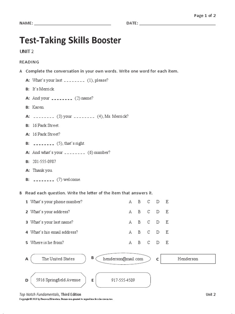 Practice Unit 2 TopNotch1 Download Free PDF Communication