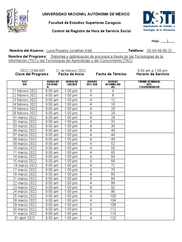 Reporte de Horas | PDF