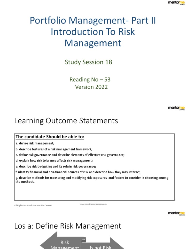 Reading 53 - Intrdoduction To Risk Management | PDF | Risk | Greeks ...