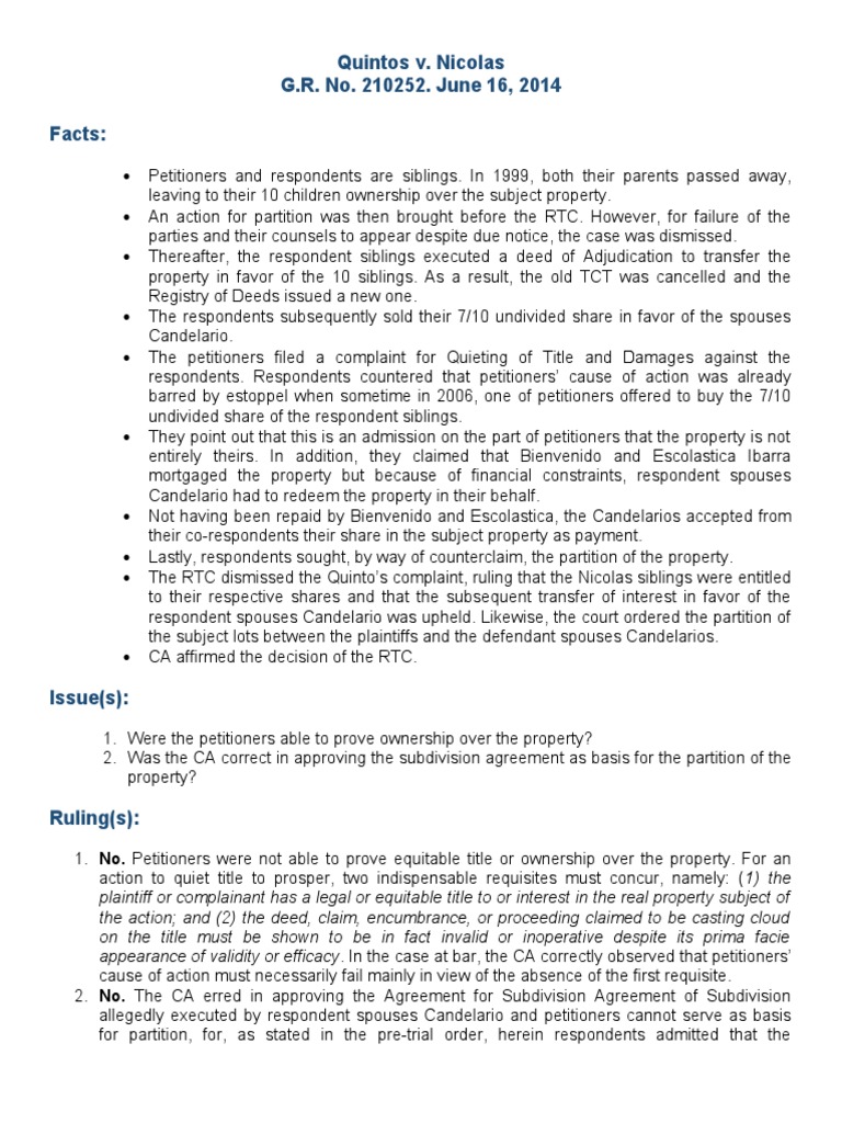 Quintos v. Nicolas PDF Complaint Deed