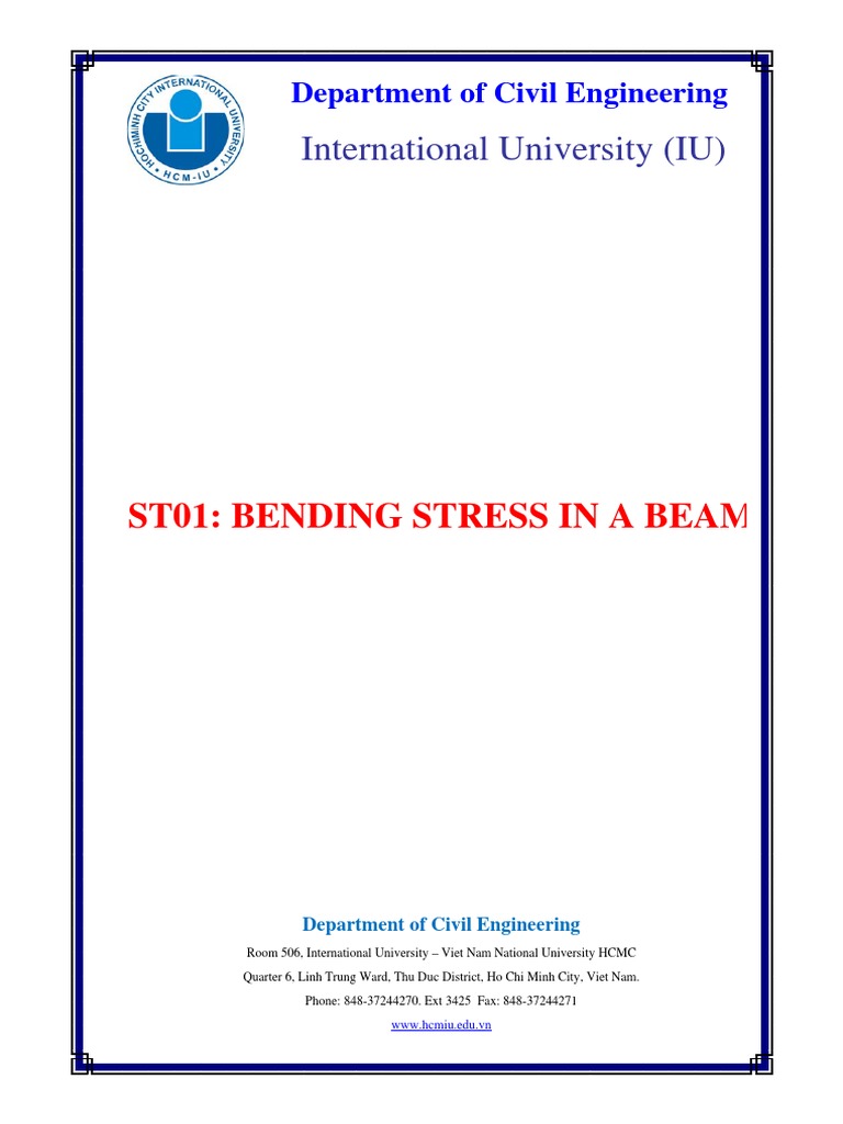 St01 Bending Stress In A Beam Pdf Bending Beam Structure