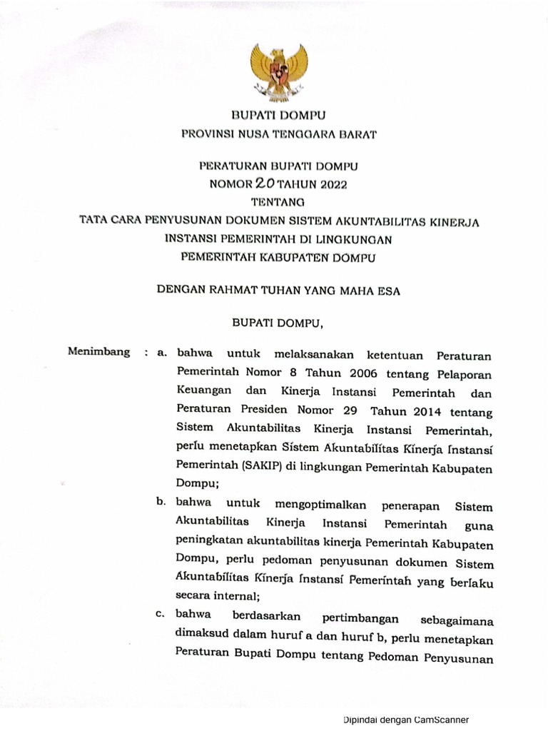 Perbub Tata Cara Penyusunan Sakip 2022 Pdf