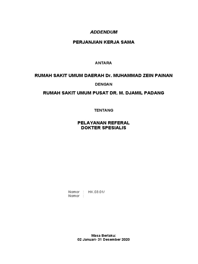 Addendum Kerjasama RSUD dan RSUP | PDF | Pengembangan Diri | Sains ...