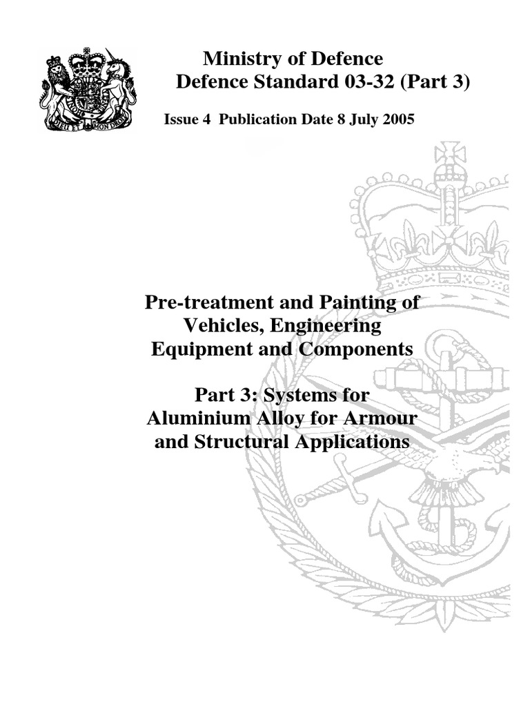 Def Stan 0332 Part 3 PaintSystems For Aluminium Armour PDF Paint